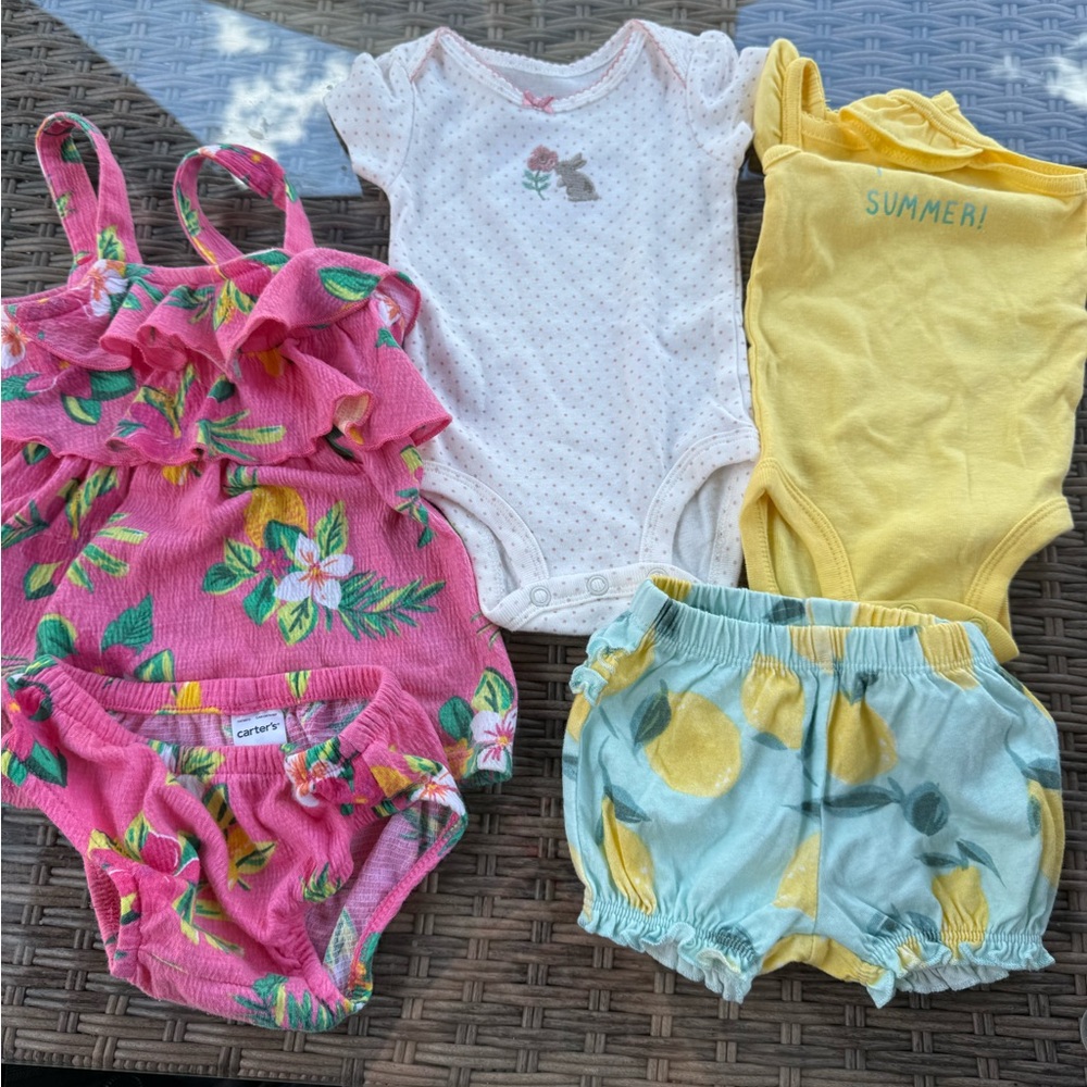 Carter's Pink and White Diaper Covers with Ruffles